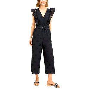 Kate Spade New York Black Eyelet Ruffle Sleeve Jumpsuit